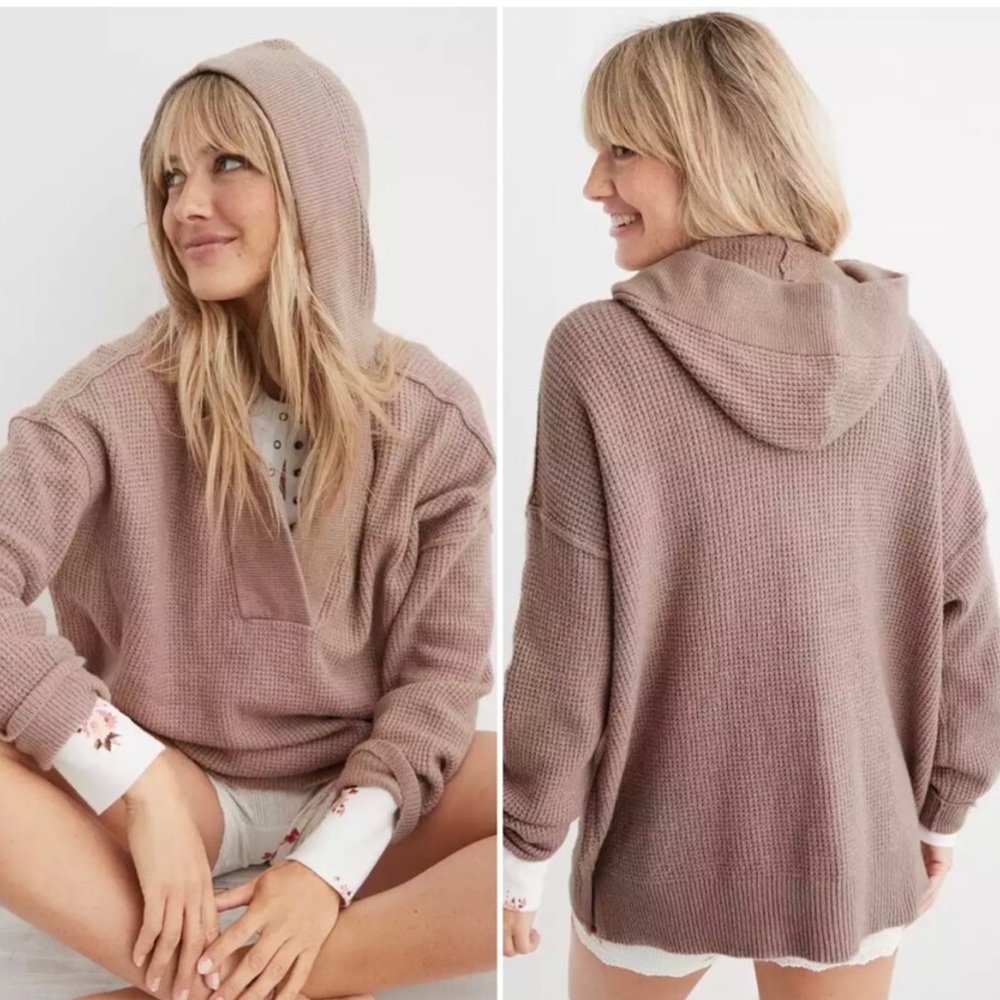 NWOT Aerie CozyUp Waffle Hoodie - medium